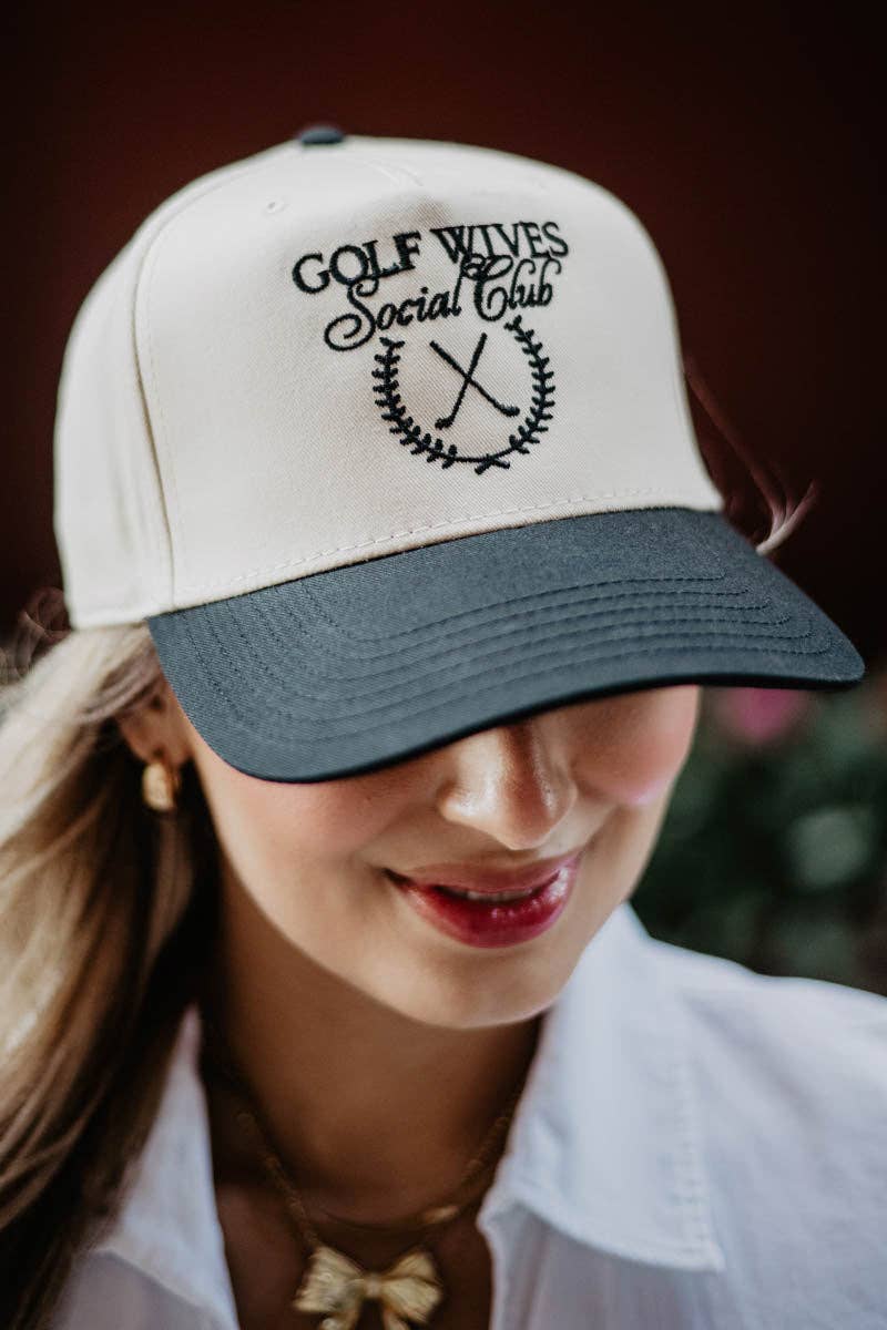 Golf Wives Social Club Hat ( Black & Tan)